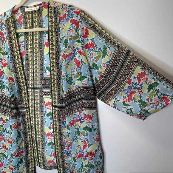 Susan Graver Open Front Kimono Duster Multi color floral size XL - Picture 5 of 10